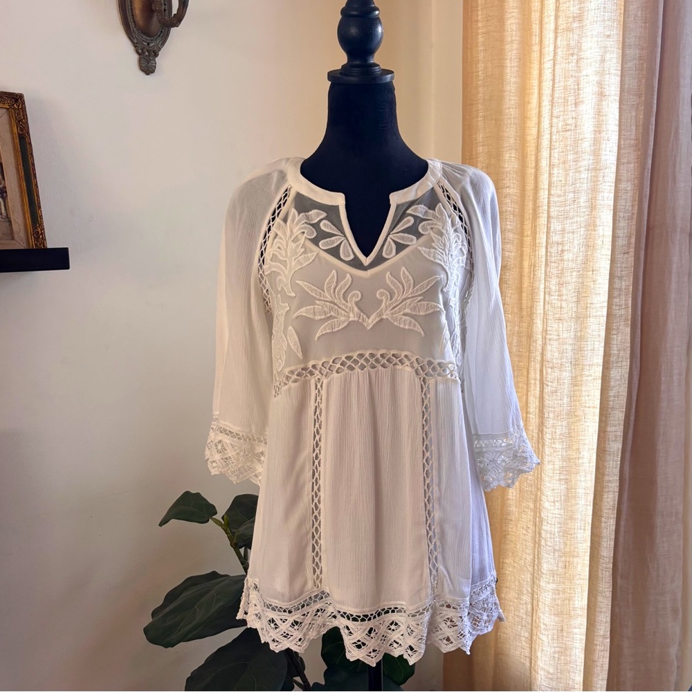 Pale Sky Romantic Sheer Tunic Complete W/ Cami